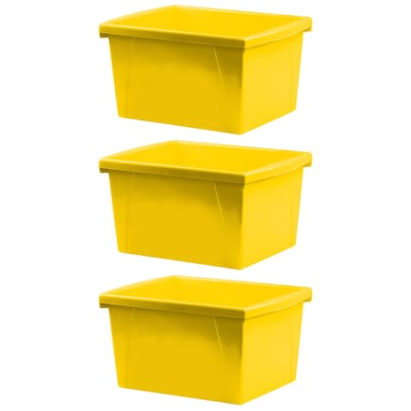 Storex Storage Bin, Polypropylene, Yellow, 3 PK 61453U06C